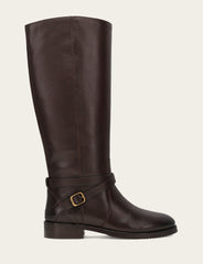 Women's Dark Brown Melissa Belted Riding Boot Dark Brown
