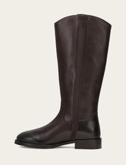 Women's Dark Brown Melissa Button Tall Inside Zip Wide Calf Boot Dark Brown