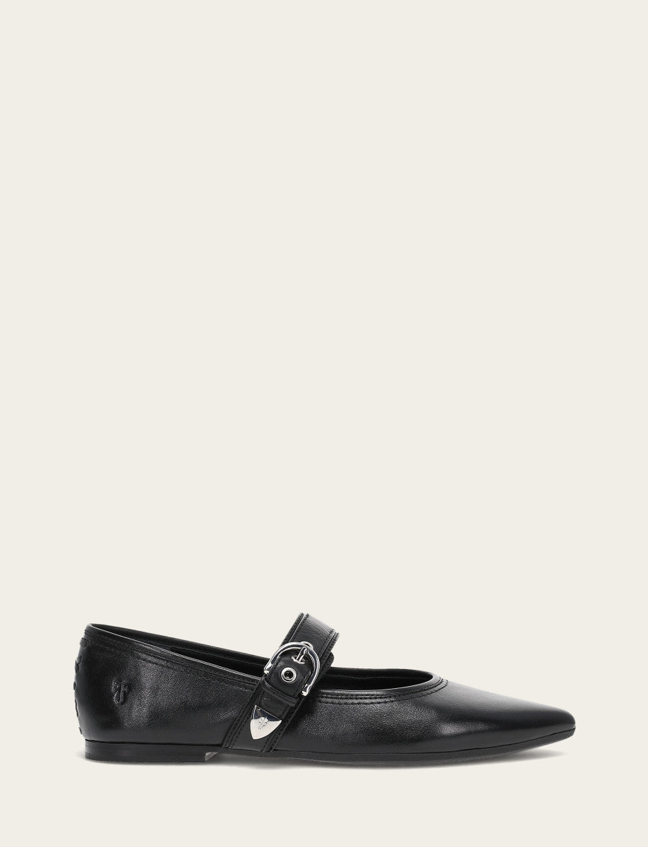 Women's Black Heather Buckle Mary Jane Flats Black