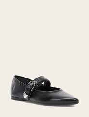 Women's Black Heather Buckle Mary Jane Flats Black