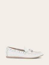 Women's White Naya Stud Moc Loafers White