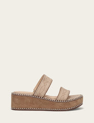 Women's Almond Joy Woodstock 2 Band Platform Slide Sandals Natural/ Almond
