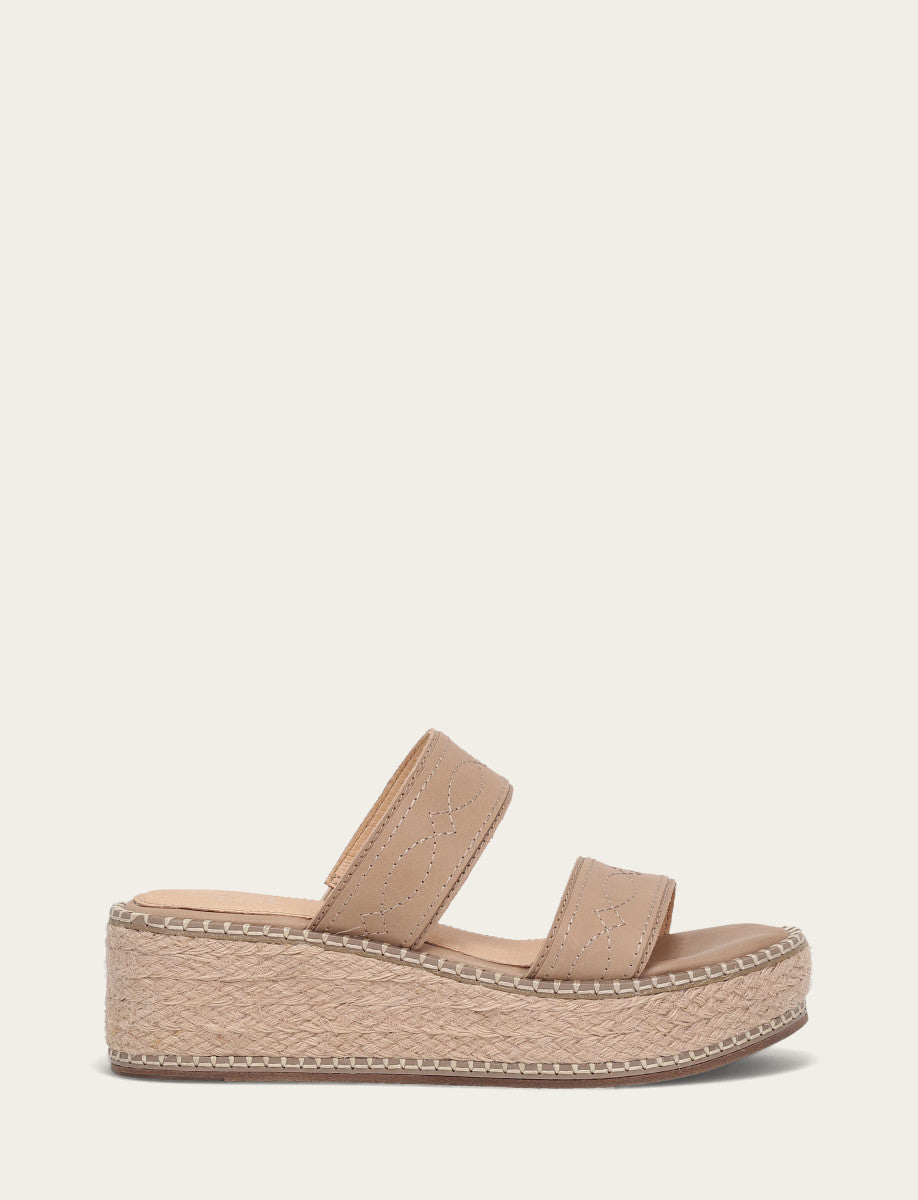Women's Clay Joy Woodstock 2 Band Platform Slide Sandals Clay
