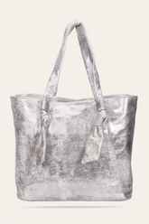 Women's Nora Knotted Tote Bag Cream Metallic