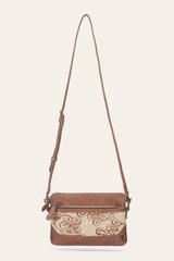 Women's Floral Crossbody Wristlet Wallet Cognac