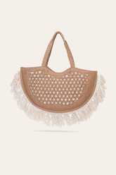 Women's Ella Tassel Tote Bag in Beige Beige