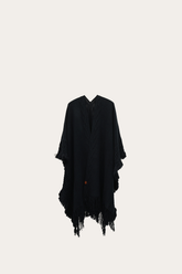 Navy Blazer Embellished Fringe Ruana Navy Blazer