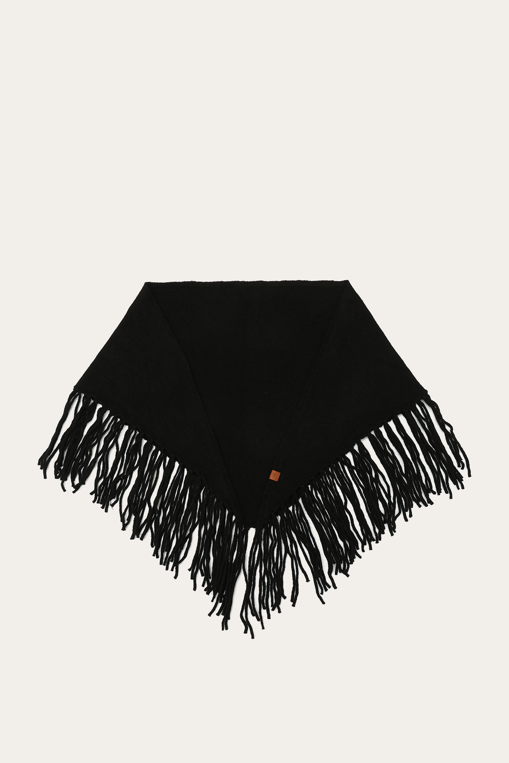 Black Long Fringe Triangle Scarf Black