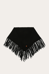 Black Long Fringe Triangle Scarf Black