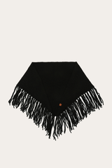 Black Long Fringe Triangle Scarf Black