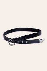 Women’s Black Snake 25mm Horseshoe Buckle Belt With Python Black Snake