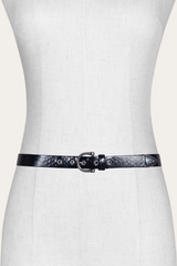 Women’s Black Snake 25mm Horseshoe Buckle Belt With Python Black Snake