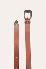 25mm Tan Logo Western Belt Tan
