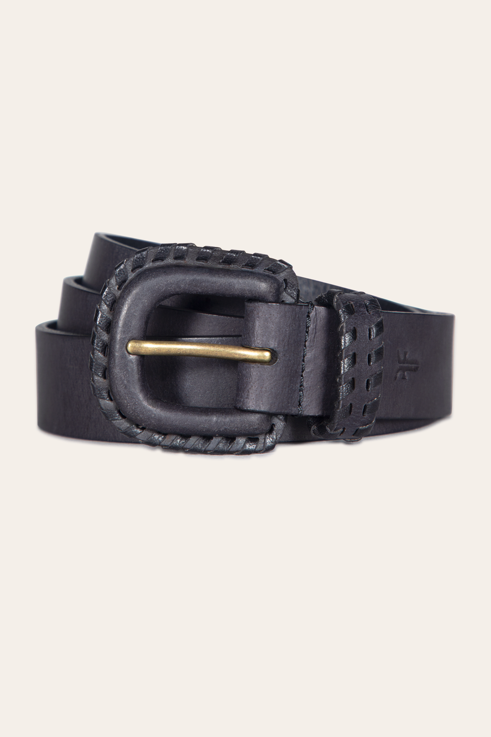 30mm Black Leather Belt With Covered Buckle Black