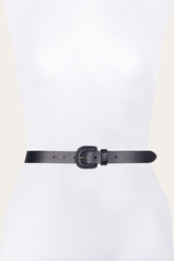 30mm Black Leather Belt With Covered Buckle Black