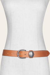 Women’s Beige 35mm Belt With Concho On Loop Beige