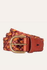 35mm Tonal Woven Leather Belt in Tan Tan