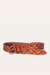 35mm Tonal Woven Leather Belt in Tan Tan