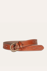 40mm Tan Belt With 2-Tone Stitch Tan