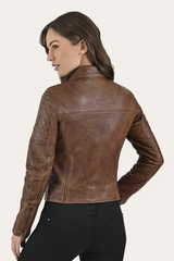Cordially Modern Biker Jacket Moka Tobacco