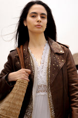 Women’s Tobacco Linc Biker Leather Jacket Tobacco