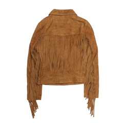 Women’s Medium Brown Nash Fringed Suede Trucker Jacket Medium Brown