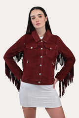 Women’s Oxblood Nash Trucker Suede Jacket Oxblood