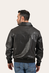 Men’s Dark Brown Dusty Trucker Leather Jacket Dark Brown