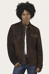 Men’s Dark Brown Brock Classic Suede Shacket Dark Brown
