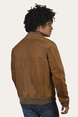 Men’s Burnt Copper Clay Leather Bomber Jacket Burnt copper