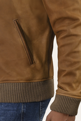 Men’s Burnt Copper Clay Leather Bomber Jacket Burnt copper