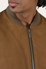Men’s Burnt Copper Clay Leather Bomber Jacket Burnt copper