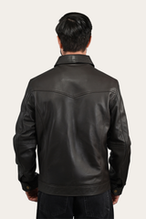 Men’s Dark Brown Durango Trucker Leather Jacket Dark Brown