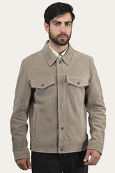 Men’s Taupe Trailblazer Suede Trucker Jacket Taupe