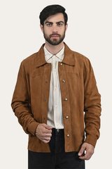 Men’s Middle Brown Judd Minimalist Suede Shacket Middle Brown