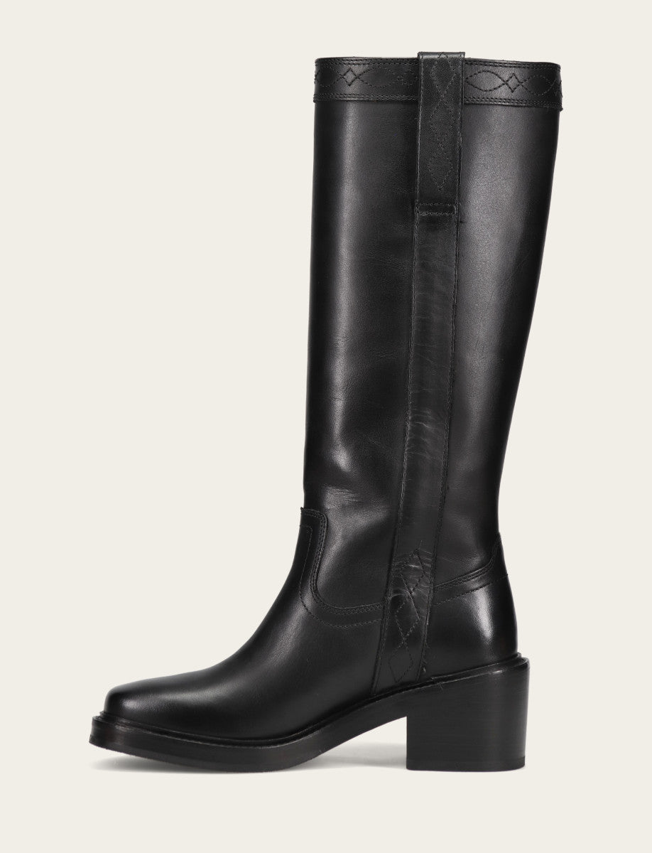 Women's Black Kate Pull On Wide Calf Tall Boots Black