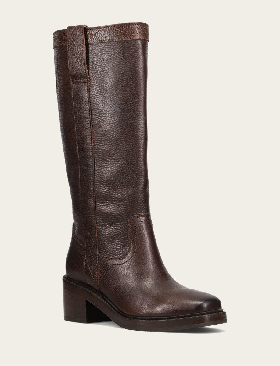 Women's Dark Brown Kate Pull On Wide Calf Tall Boots Dark Brown