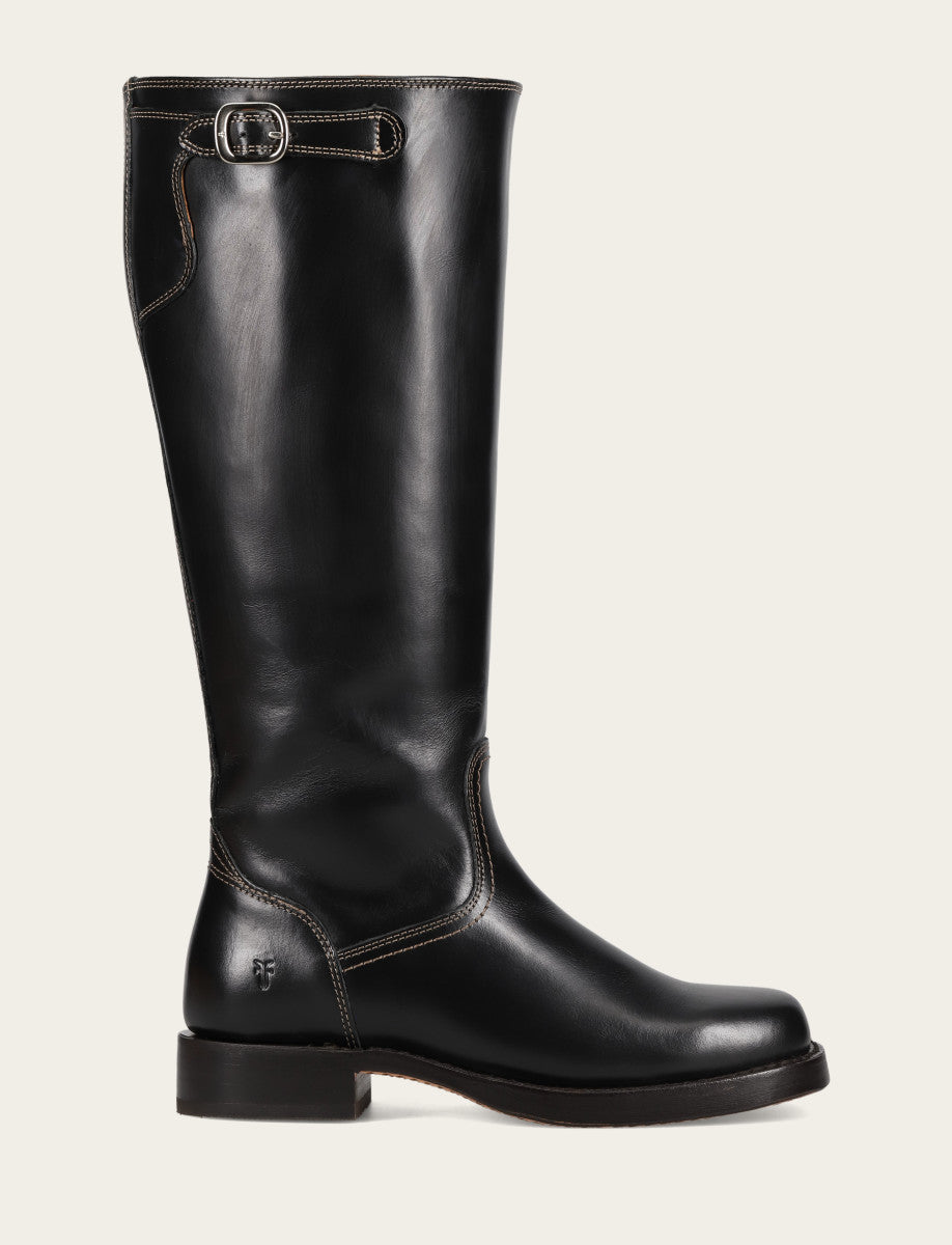 Women's Black Campus Low Heel Tall Riding Wide Calf Boot Black