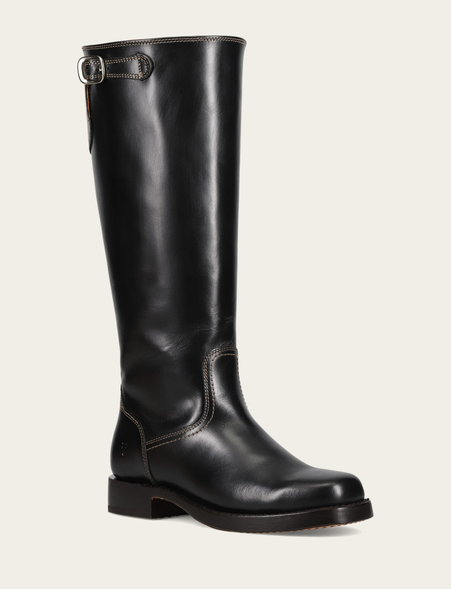 Women's Black Campus Low Heel Tall Riding Wide Calf Boot Black