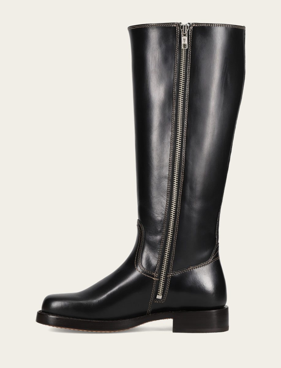Women's Black Campus Low Heel Tall Riding Wide Calf Boot Black