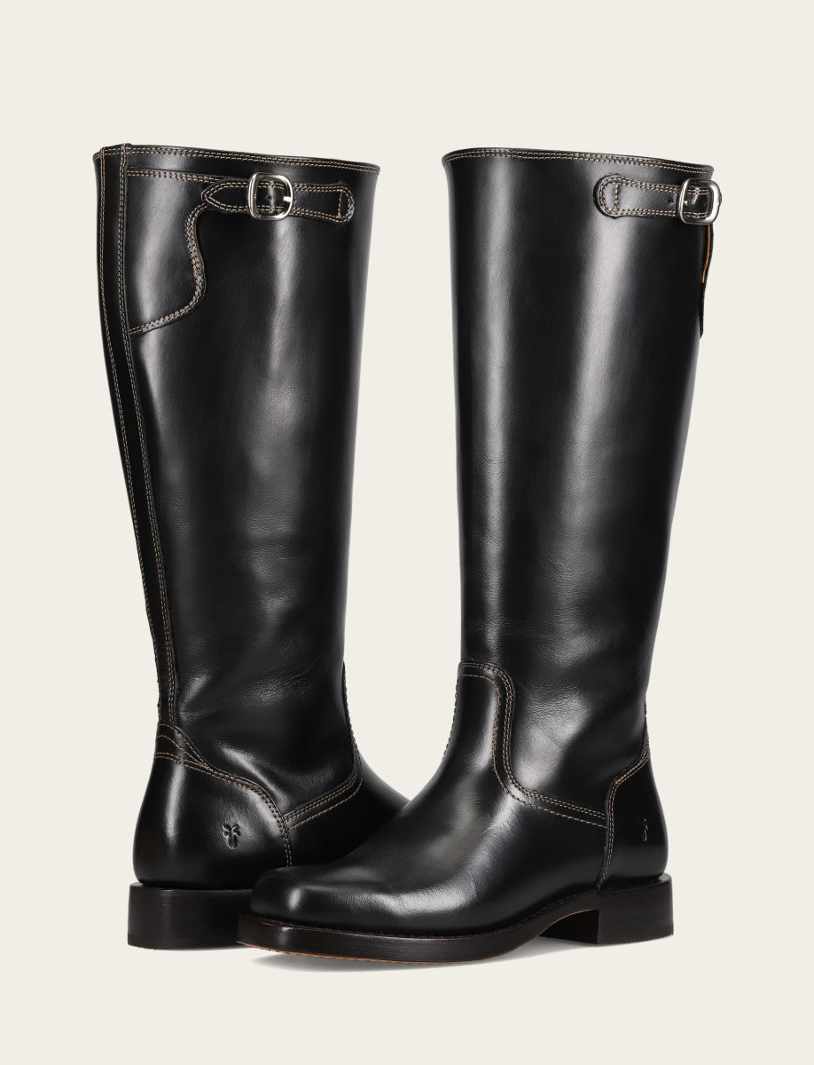 Women's Black Campus Low Heel Tall Riding Wide Calf Boot Black