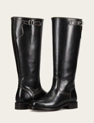 Women's Black Campus Low Heel Tall Riding Wide Calf Boot Black