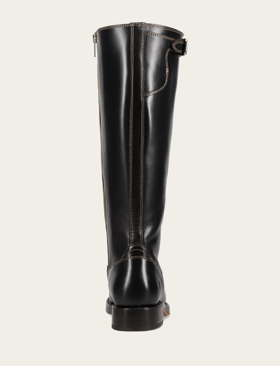 Women's Black Campus Low Heel Tall Riding Wide Calf Boot Black