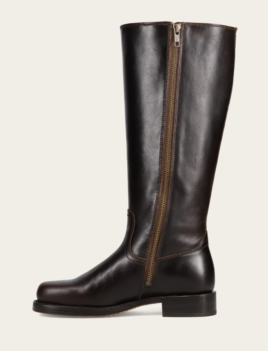 Women's Bourbon Campus Low Heel Tall Riding Wide Calf Boot Bourbon