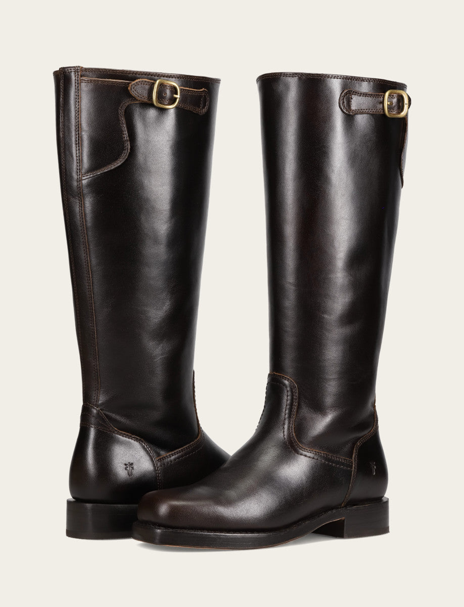Women's Bourbon Campus Low Heel Tall Riding Wide Calf Boot Bourbon