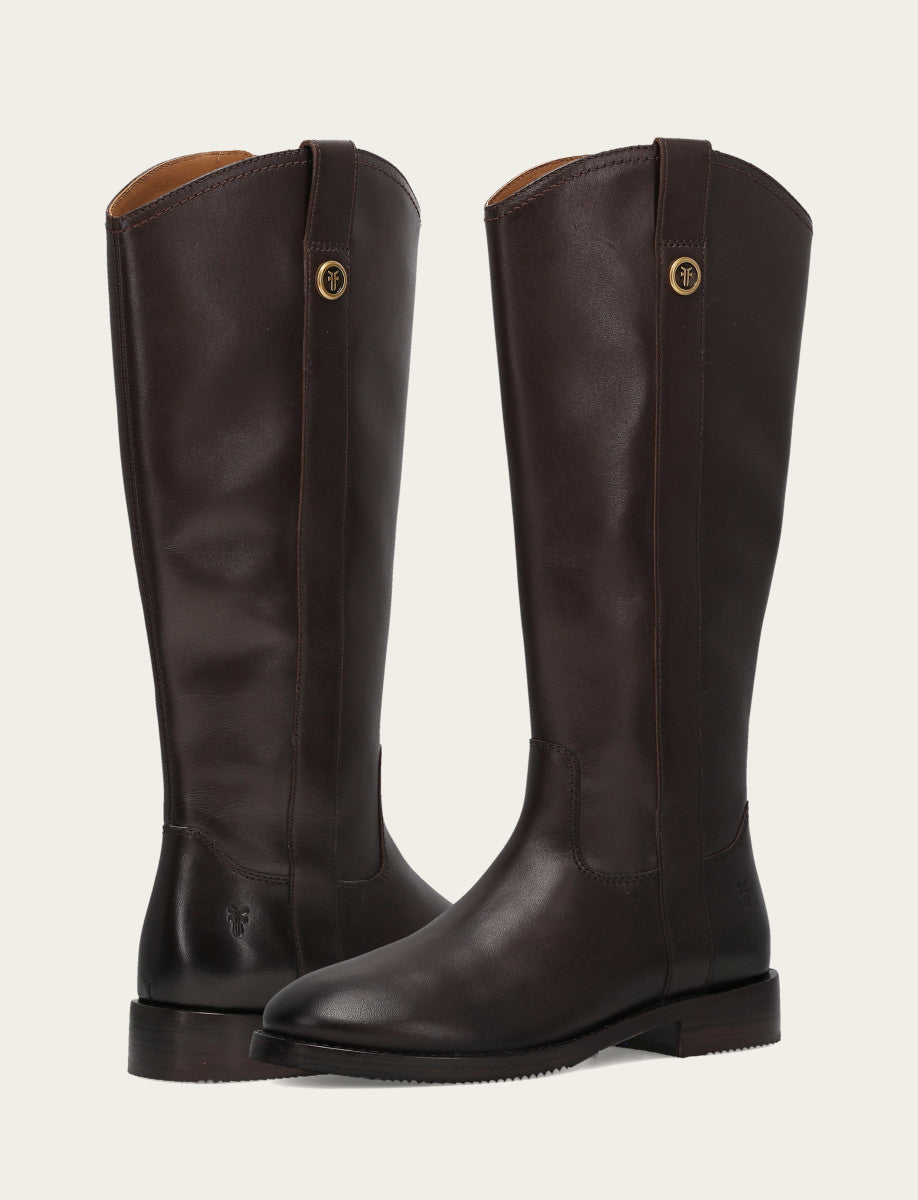 Women's Dark Brown Melissa Button Tall Inside Zip Wide Calf Boot Dark Brown
