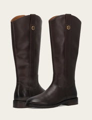 Women's Dark Brown Melissa Button Tall Inside Zip Wide Calf Boot Dark Brown