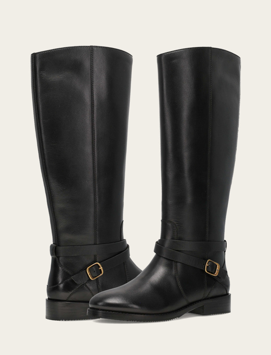Women's Black Melissa Belted Riding Boot Black