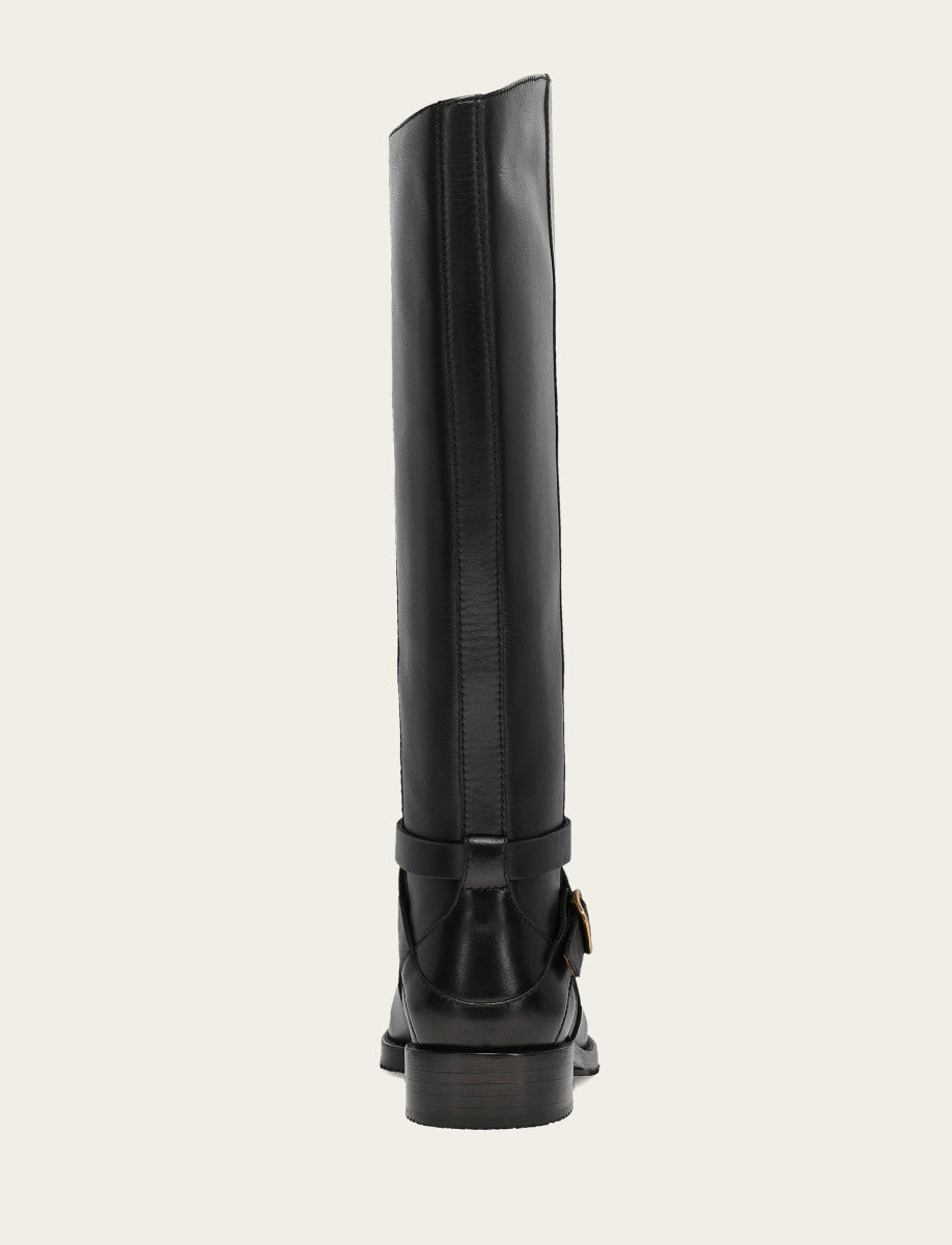 Women's Black Melissa Belted Riding Wide Calf Boot Black