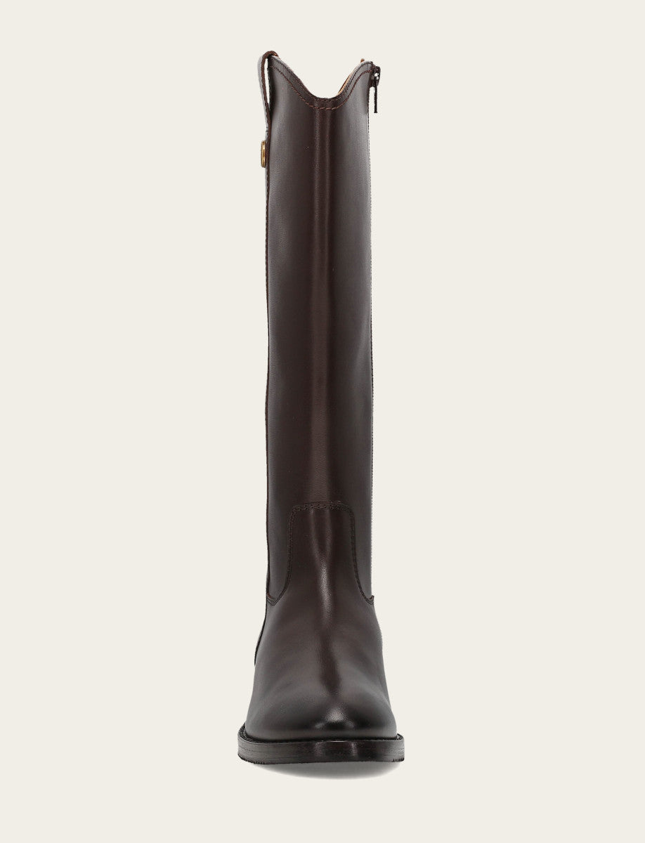 Women's Dark Brown Melissa Button Tall Inside Zip Boot Dark Brown
